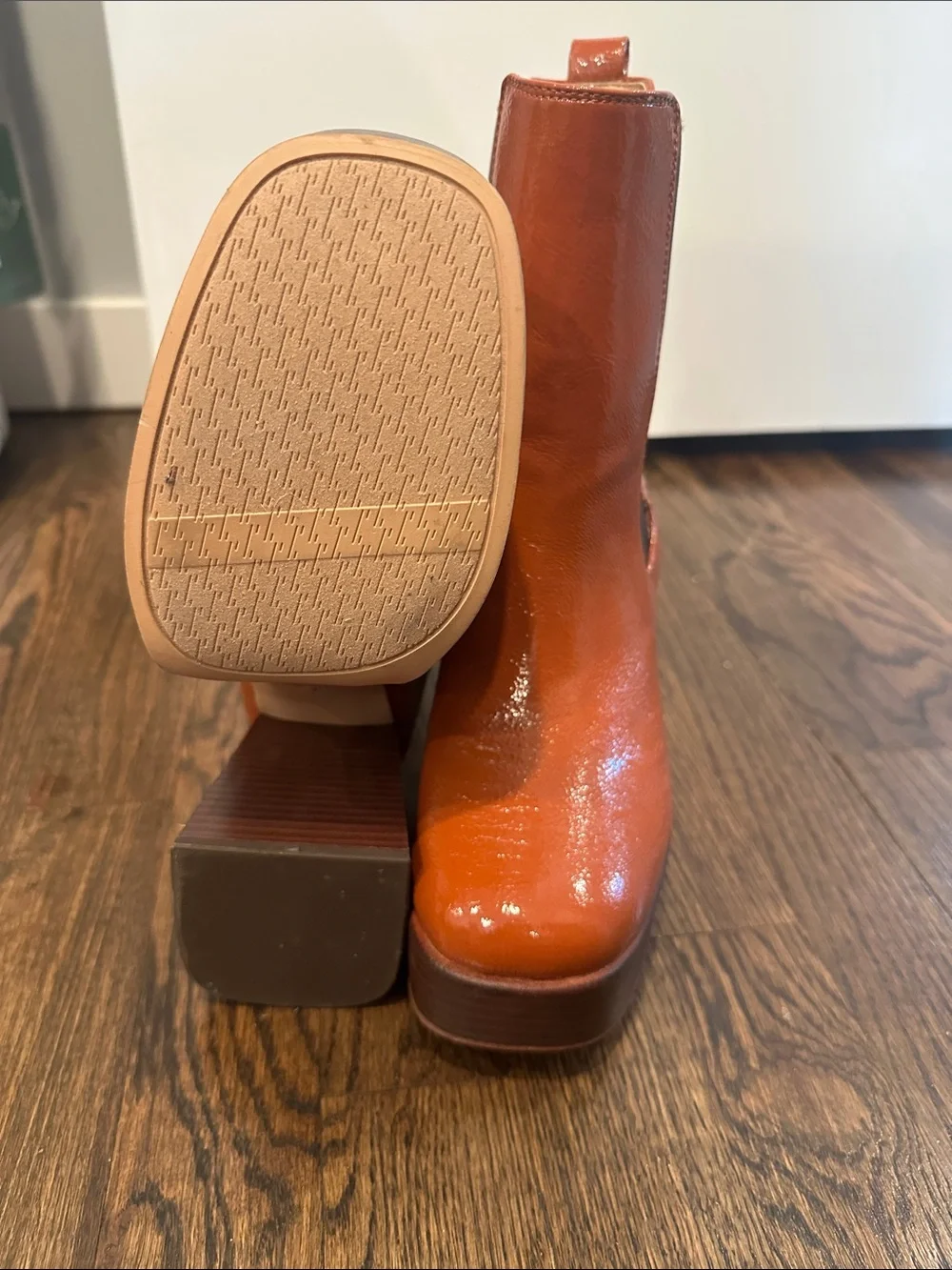 Circus by Sam Edelman Glossy Orange Platform Chelsea Boots